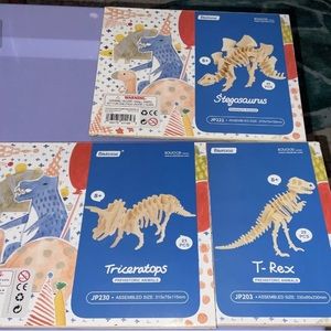 Dinosaurs Prehistoric Animals Rowood Ser. Robotime 3D Wood Puzzles Set of 3 NEW